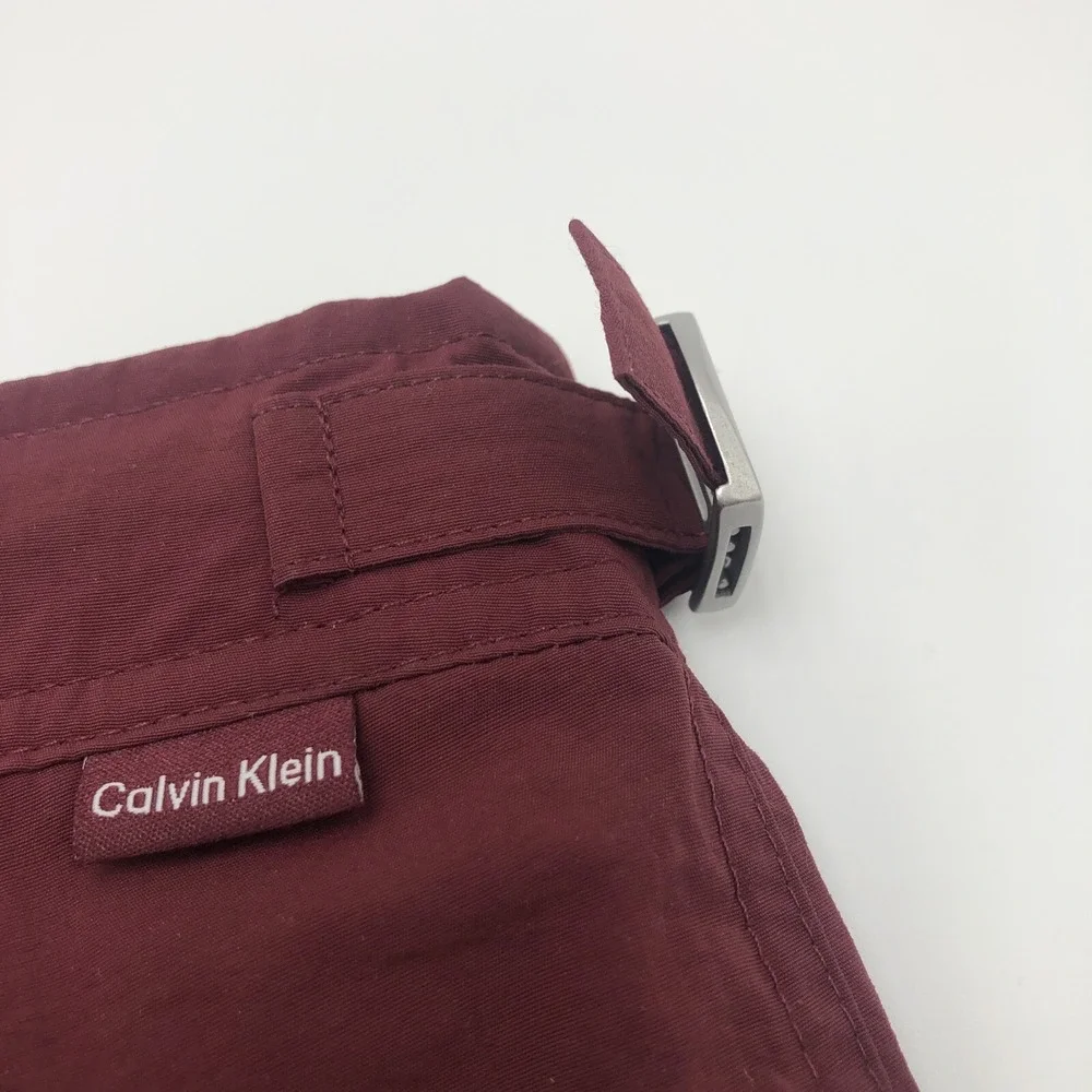 Calvin Klein Mens Shorts Swimwear NWT Extra Large Maroon  Nylon Burgundy Pockets